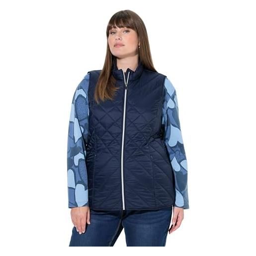 Ulla Popken gilet hyprar funzionale, trapuntato e idrorepellente con colletto alto blu notte scuro 50+ 840047130-50+