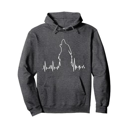 Wrinkled Hippie lupo che ulula battito cardiaco spirito animale lupo felpa con cappuccio, unisex per adulti, bordeaux, m