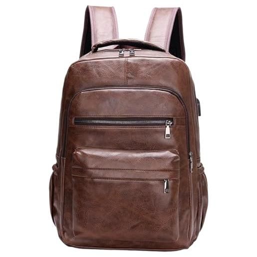 Comebachome zaino da uomo, zaino da uomo in pelle pu marrone vintage, multitasche 11x5, 5x16, resistente all'acqua e ai graffi per la decorazione quotidiana, scuola, viaggi e casa