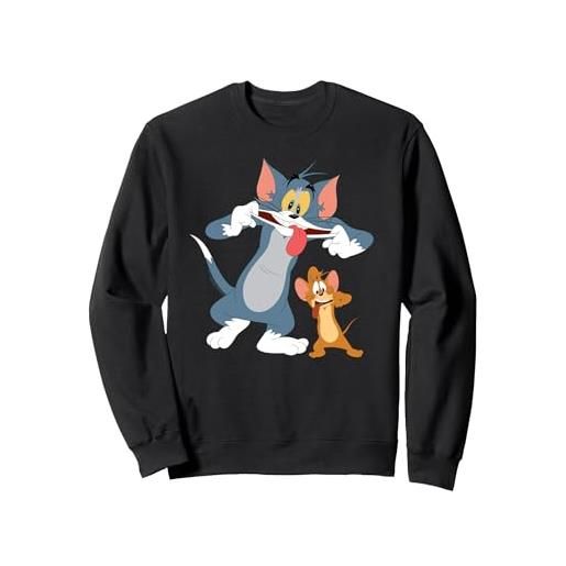 Tom & Jerry funny faces felpa, unisex per adulti, nero, xl