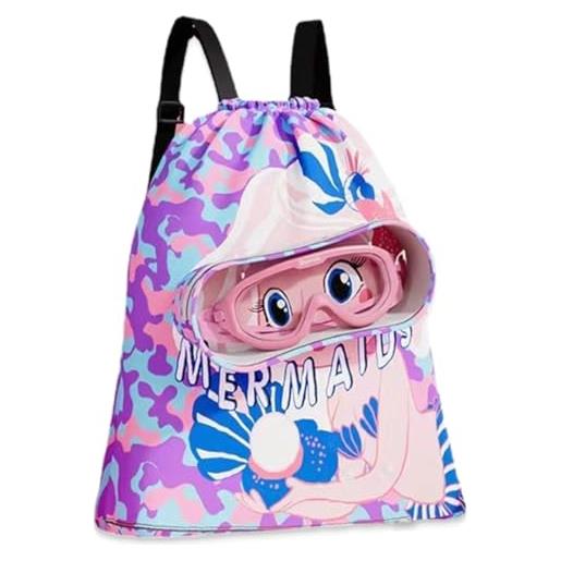 Woosir Zaino Scolastico 3-in-1 Per Bambine Ragazze: Con Borsa Termica E Astuccio. Design Sirena, Leggero E Capiente Per Scuola, Viaggi E Laptop 15.6" - copertina