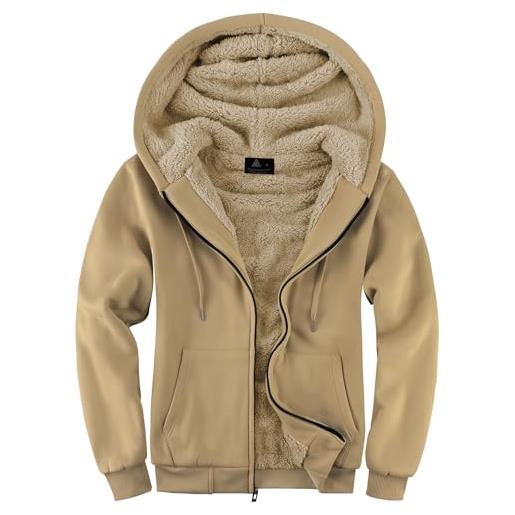 SwissWell felpa uomo con cappuccio giacca uomo in pile caldo felpa invernale hoodie con zip marrone chiaro m