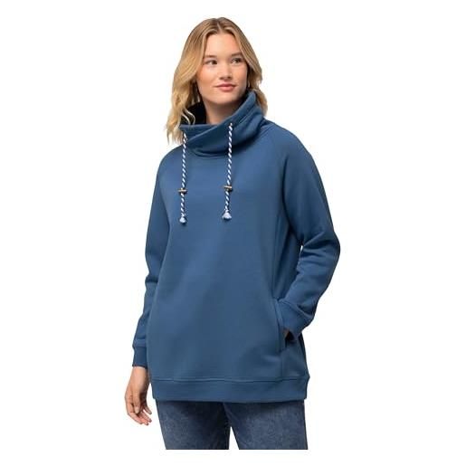 Ulla Popken felpa, weiter stehkragen, taschen, raglan-langarm maglia tuta, blu denim, 58-60 donna