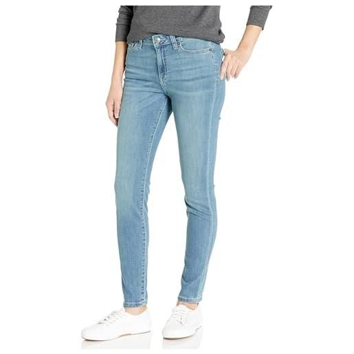 Amazon Essentials jeans skinny elasticizzati a vita media - colori fuori produzione donna, blu chiaro sbiancato, 40 lungo