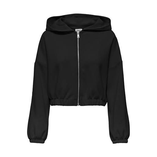 Only onlscarlett ls elastic zip hood swt noos - felpa da donna, nero, s