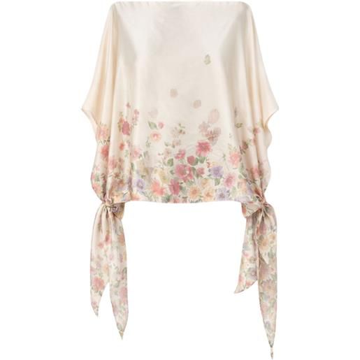TWINSET blusa poncho con stampa floreale
