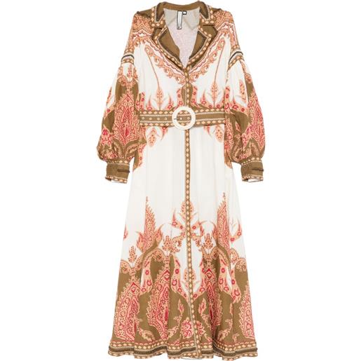 SCARLETT POPPIES abito midi florista con cintura - bianco