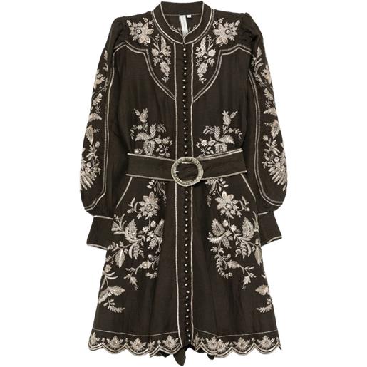 SCARLETT POPPIES abito corto brianna con ricamo a fiori - verde