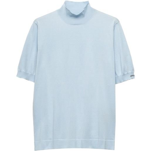 Prada t-shirt a collo alto a coste - blu