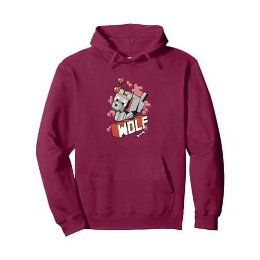 Minecraft wolf hero love felpa con cappuccio, unisex per adulti, viola, s