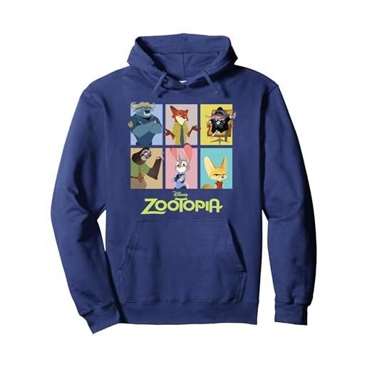 Disney zootropolis characters grid felpa con cappuccio, unisex per adulti, bordeaux, s