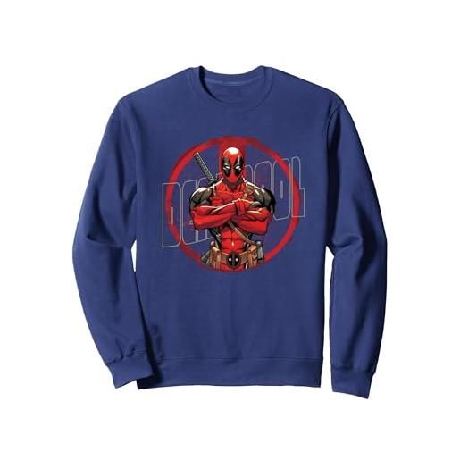 Deadpool splatter posed logo felpa, unisex per adulti, blu reale, s