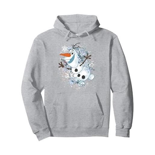 Disney frozen olaf dancing in the snowflakes felpa con cappuccio, unisex per adulti, grigio melange, xxl
