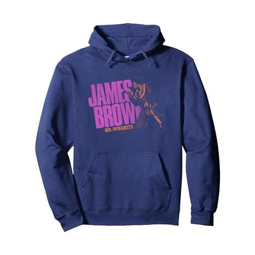 James Brown logo James Brown mr dynamite viola felpa con cappuccio, unisex per adulti, navy, m