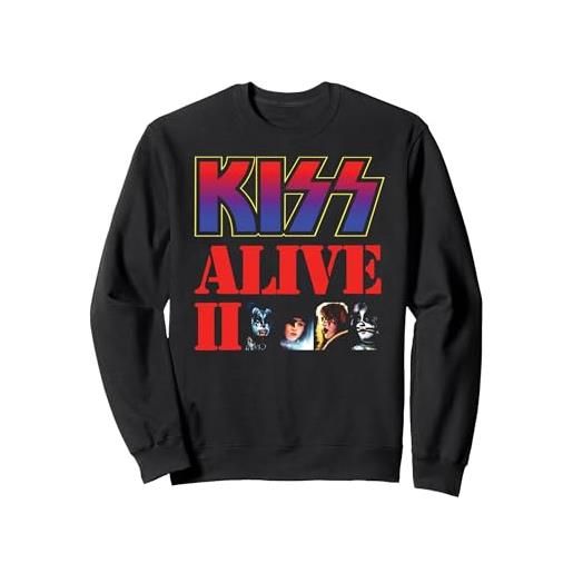 KISS bacio - 1977 alive ii felpa, unisex per adulti, nero, s