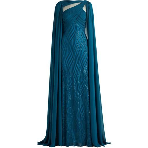 Tadashi Shoji abito lungo con paillettes - blu