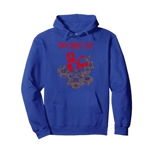 Dungeons & Dragons dice don't lie felpa con cappuccio, unisex per adulti, blu reale, l