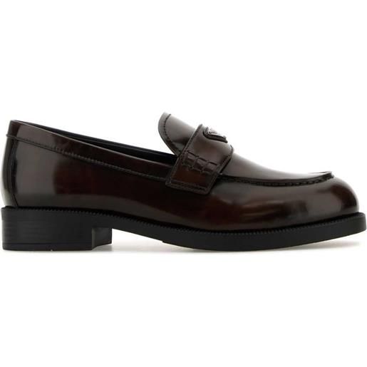 Prada mocassini con logo - marrone