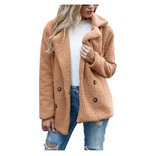 TOFOTL lana blazer donna inverno， maglioni aperto classico in pile a bouclé, golfino in cashmere con cappuccio, elegante giacca autunno elegante cotta con tasche capispalla 01-caffè l