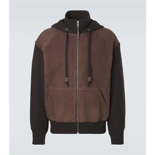 Loewe felpa in suede con cappuccio e zip