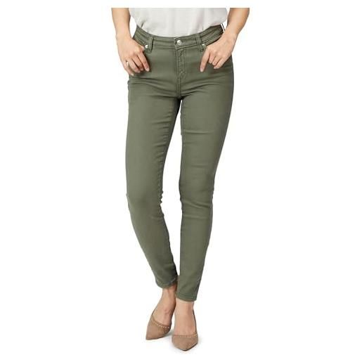 Amazon Essentials jeans skinny elasticizzati a vita media - colori fuori produzione donna, verde oliva chiaro, 48 corto