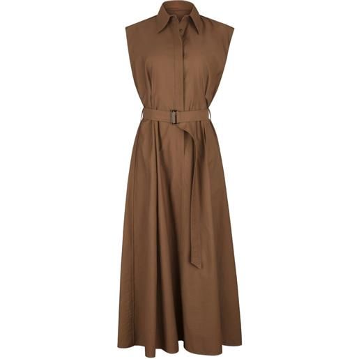 Brunello Cucinelli abito midi con cintura - marrone