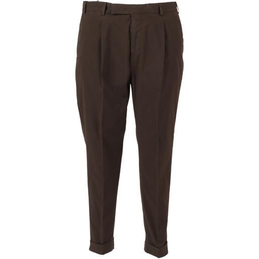 PT Torino pleat-flap trousers - marrone