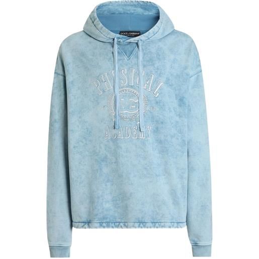 Dolce & Gabbana felpa con ricamo e cappuccio - marrone