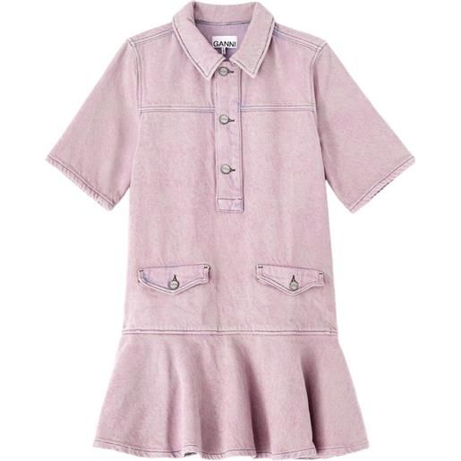 GANNI abito corto denim - rosa