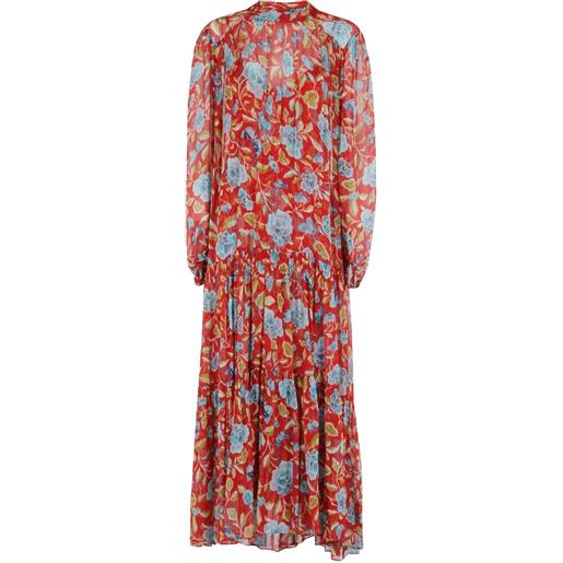 Rixo abito midi a fiori adalind - rosso