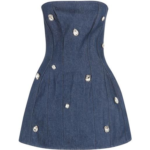 David Koma abito corto denim con ricamo - blu