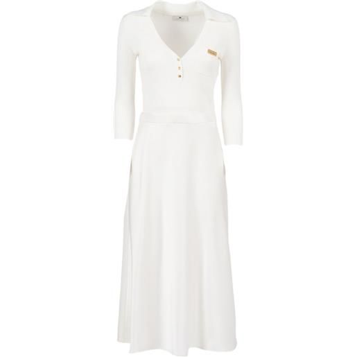 Elisabetta Franchi abito midi a coste - bianco