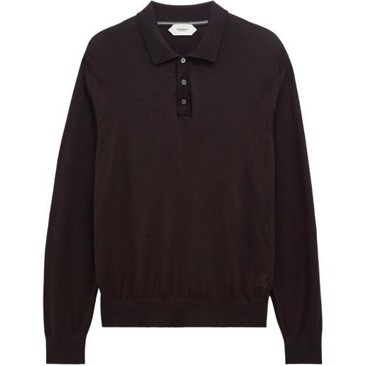 Pringle of Scotland polo-collar merino wool sweater - marrone