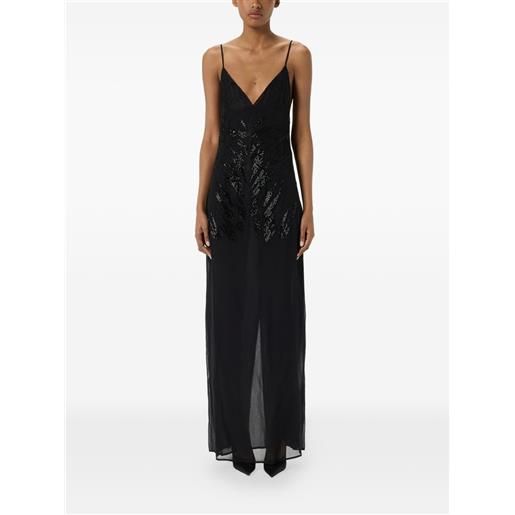 Blumarine abito con ricamo georgette - nero