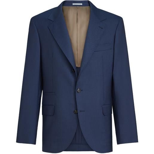 Brunello Cucinelli blazer con motivo pied-de-poule - blu