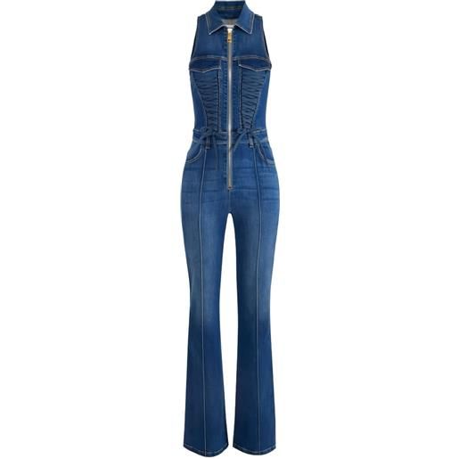 Elisabetta Franchi tuta intera denim smanicata - blu