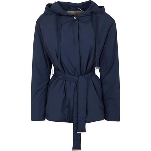 Herno giacca con cappuccio e cintura - blu