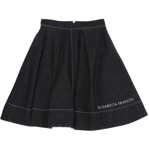 Elisabetta Franchi La Mia Bambina gonna denim con logo - blu