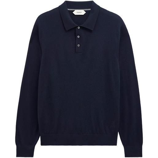Pringle of Scotland polo-collar long sleeve sweater - blu