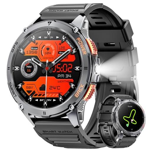 Joautrial gps smartwatch uomo, 1.43 amoled militare orologio smart watch con chiamate bluetooth, ip68 impermeabile, 170+ modalità sportive fitness tracker con sonno/cardiofrequenzimetro per ios android