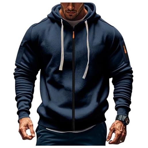 Felpa Con Cappuccio Oversize Uomo - Leggera E Comoda, Tinta Unita, Autunno Inverno (Nero, Taglia Unica)