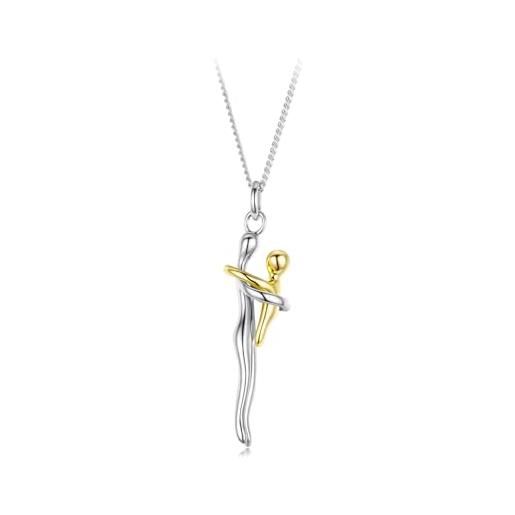 Collana Abbraccio URONE In Argento 925 – Ciondolo A Forma Di Luna Per Coppia – Catena Regolabile 18+2 Pollici