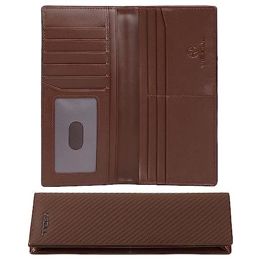 Grande Lungo Portafoglio Pochette Uomo in PU Pelle, 8 Slot per Carte di