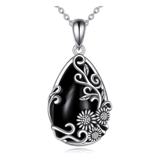 Collana con fiore di ibisco in argento sterling 925