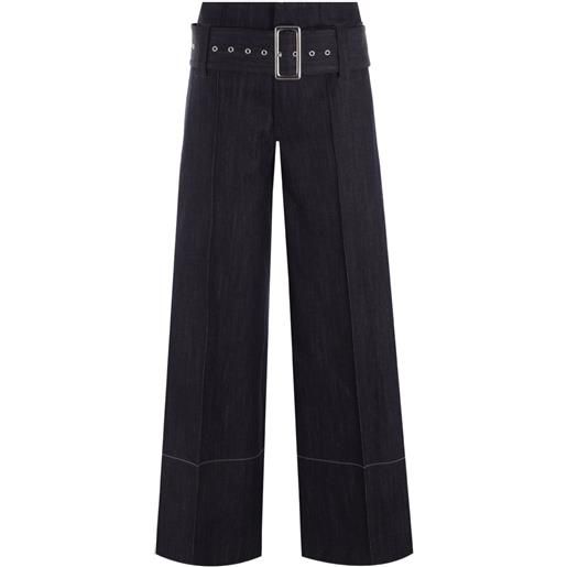 10 CORSO COMO pantaloni a gamba ampia con cintura - blu