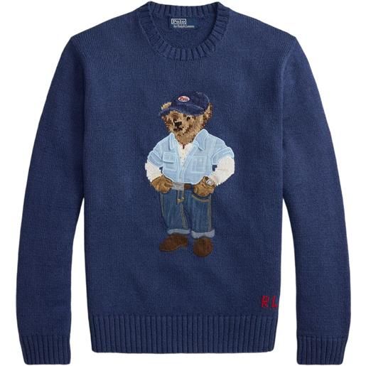 Polo Ralph Lauren maglione polo bear girocollo - blu