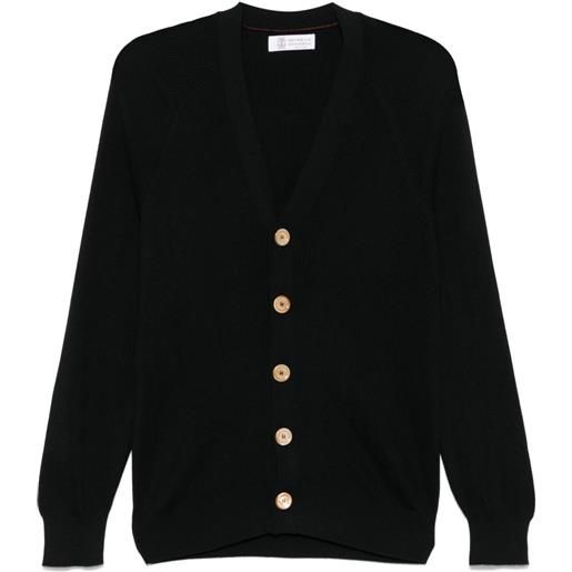 Brunello Cucinelli cardigan a coste - nero