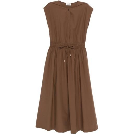 Ottod'Ame abito lungo smanicato con coulisse - marrone