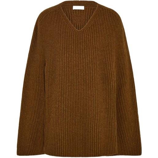 Ferragamo mantella in misto cashmere - marrone