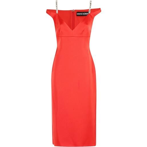 David Koma abito midi con cristalli - rosso